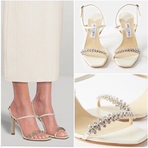 New JIMMY CHOO Meira 85 crystal and leather sandals $1,095 39.5
